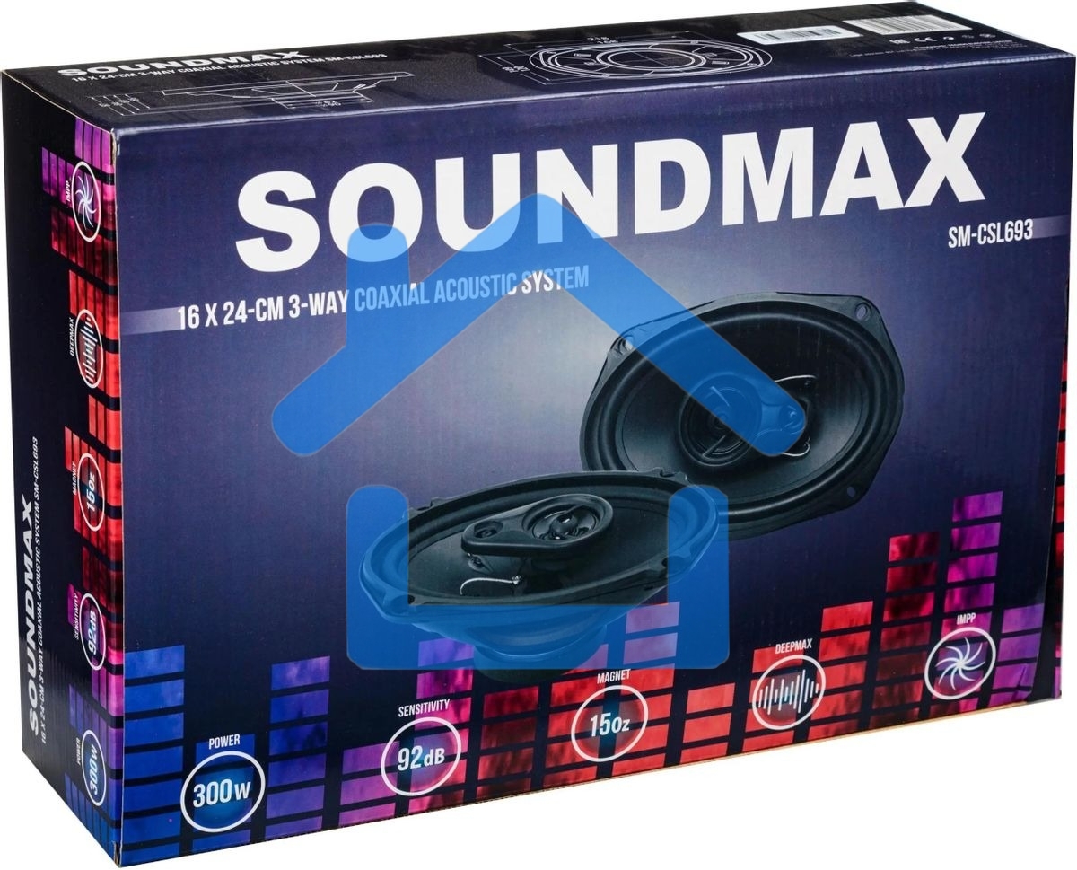 Колонки автомобильные Soundmax SM-CSL693 4Ом 15x23см (6x9дюйм) (ком.:2кол.) коаксиальные трехполосные