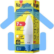 Лампа светодиодная Navigator NLL-C37-7-230-2.7K-E27-FR 7 Вт свеча 2700К тепл. бел. E27 525 лм 176-264В