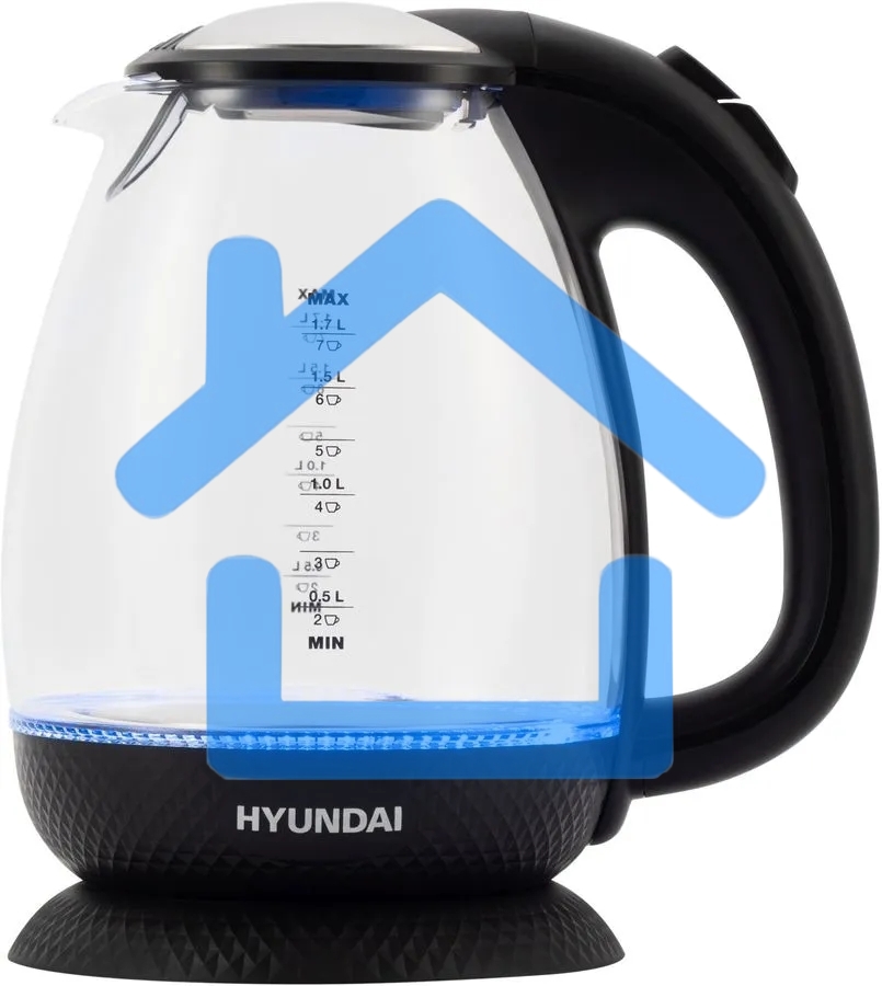 Чайник электрический Hyundai HYK-G3804 1.7л. 2200Вт черный (корпус: стекло)