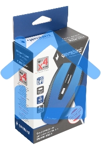 Мышь беспроводная Gembird MUSW-330-1 синий, 2400 dpi, радиоканал, USB, кнопки - 6