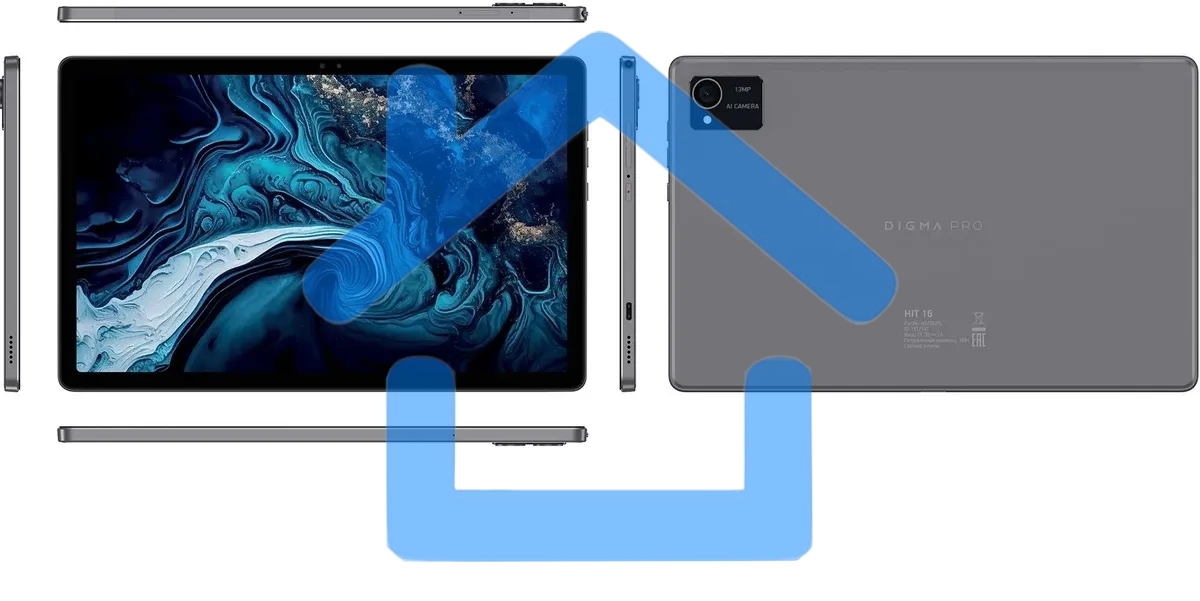 Планшет Digma Pro HIT 16 T616 (2.0) 8C RAM8Gb ROM256Gb 10.4