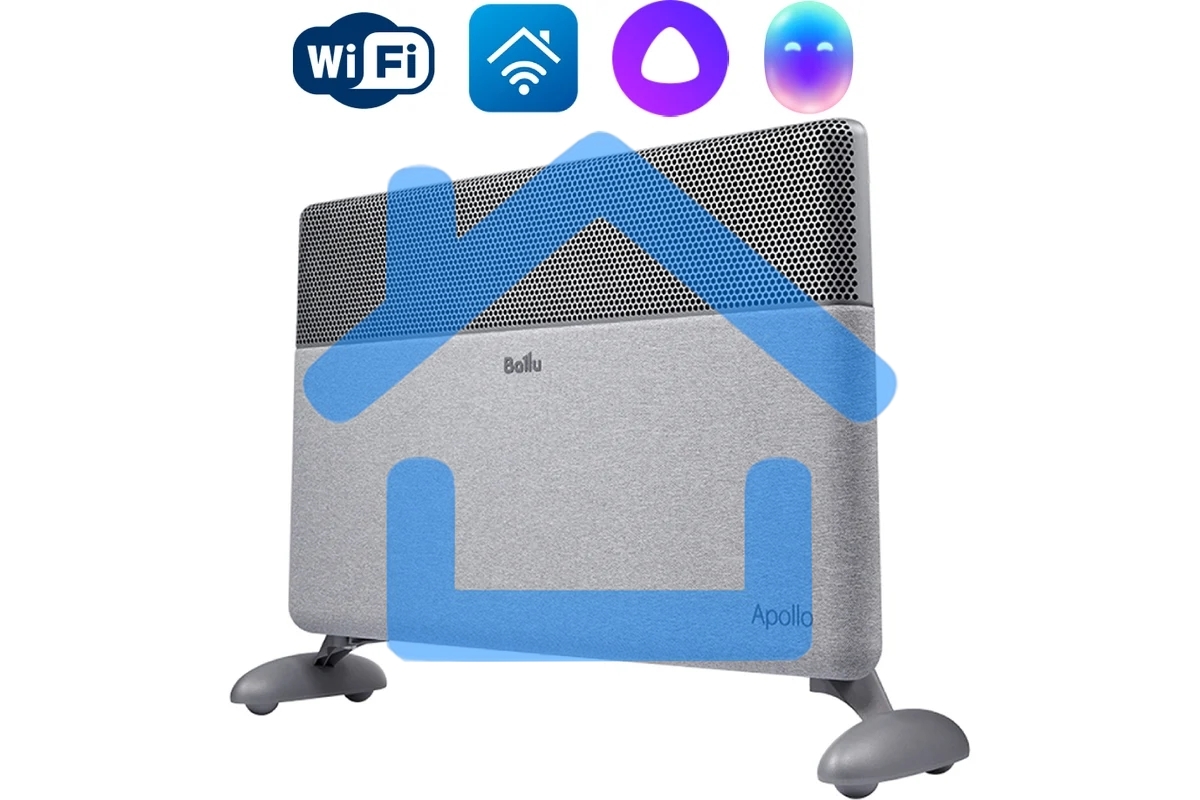 Конвектор Ballu Apollo digital INVERTER Moon Gray BEC/ATI-1501 серый, 1500 Вт, 20 м2, термостат, дисплей, WiFi