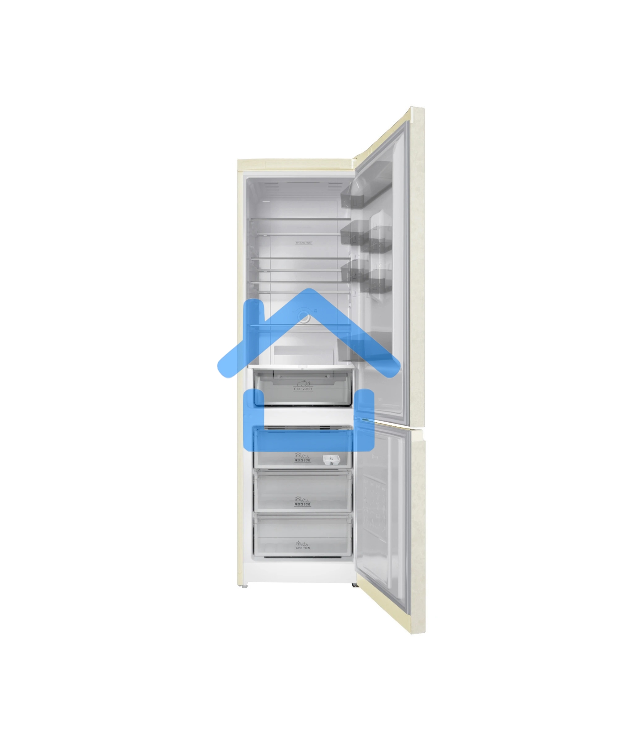 Холодильник Hotpoint HT 6200 AB бежевый двухкамерный 240/83л морозилка снизу, No Frost