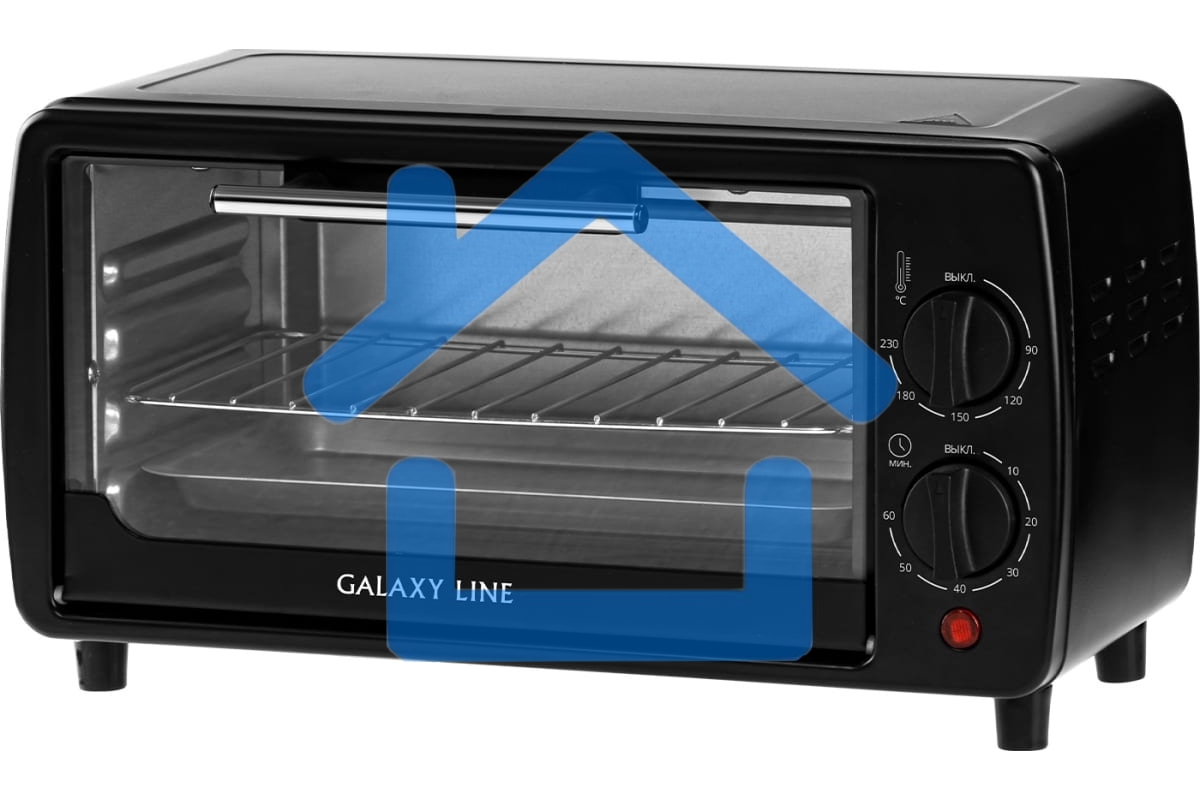 Мини-печь Galaxy Line GL 2625, черный, 8 л, 1000 Вт, таймер на 60 минут, индикатор работы, автоотключение