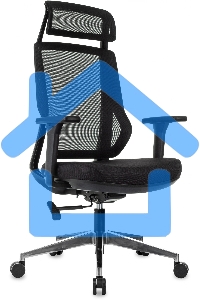 Кресло руководителя Бюрократ MC-412N-H черный сетка/ткань с подголов. крестов. металл хром