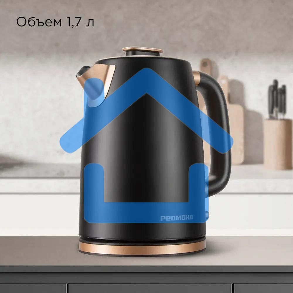 Чайник электрический Redmond KM240 1.7л. 2200Вт черный/бронзовый