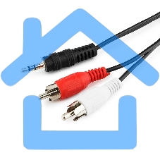 Кабель аудио Cablexpert CCA-458-10M-N, Jack 3.5(M)/2xRCA, 10м, черный, пакет