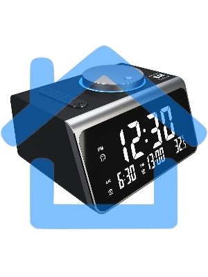 Радиочасы с будильником SOUNDMAX SM-1521U черный с серебром