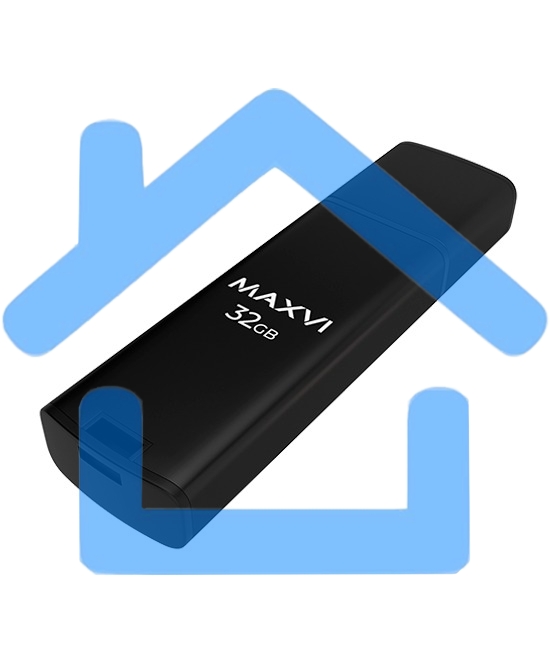 Флешка USB R/W Maxvi MP2 32Gb USB 2.0 black, монолит с колпачком, ABS пластик + металл