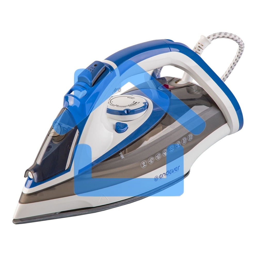Утюг электрический Endever Delta-231, белый/синий/черный, 3000 Вт, Подача пара до 75 г/мин, Паровой удар до 190 г/мин, 10 шт/уп