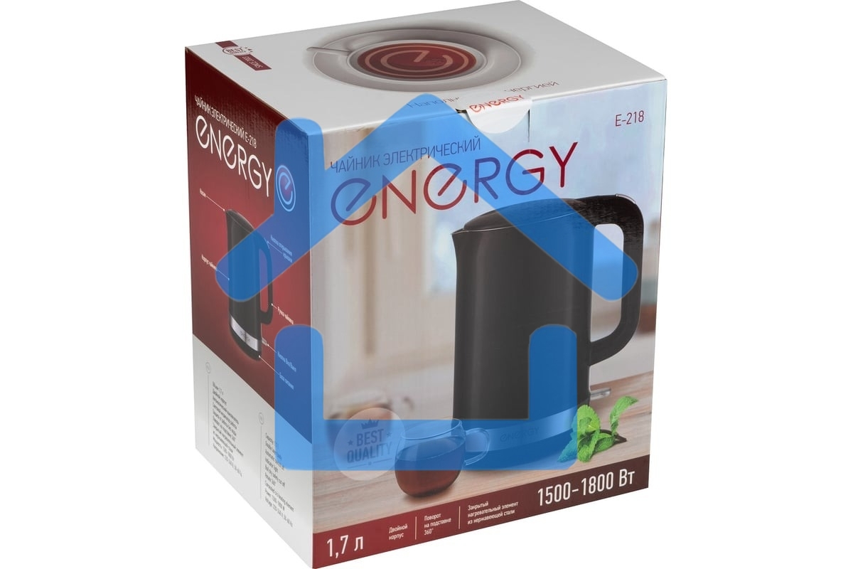 Чайник электрический Energy E-218 1.7л, двойной корпус, черный