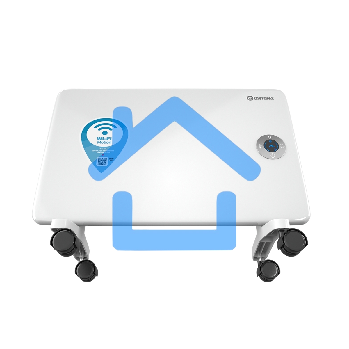 Конвектор Thermex Frame 1000E белый, 1000 Вт, 15 м2, термостат, дисплей, WiFi