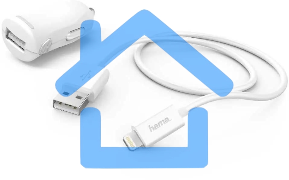 Комплект зарядное устройство Hama H-183266 2.4A для Apple кабель Apple Lightning белый