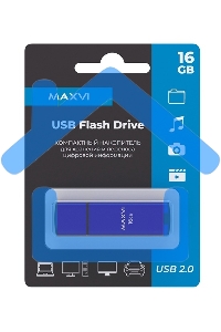 Флешка USB Maxvi MP2 blue (FD16GbUSB20C10MP2), 16Gb, USB 2.0, R/W 15/5, синий/черный