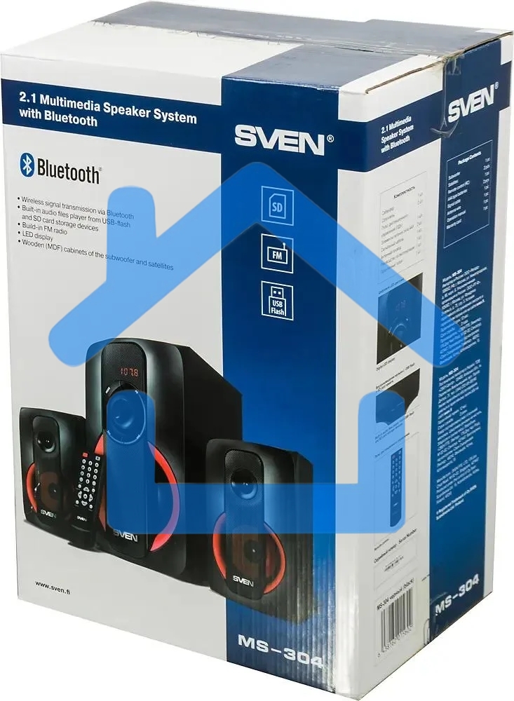 Акустическая система SVEN MS-304 черный ~ 230 В, 50 Гц, сабвуфер: 159х 272 х 245, вес 3,3