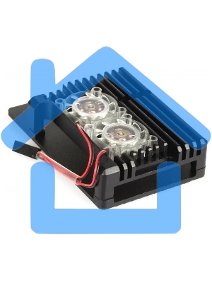 Корпус Qumo Aluminum case with double Transparent fans, Raspberry Pi 4, black(RS012)