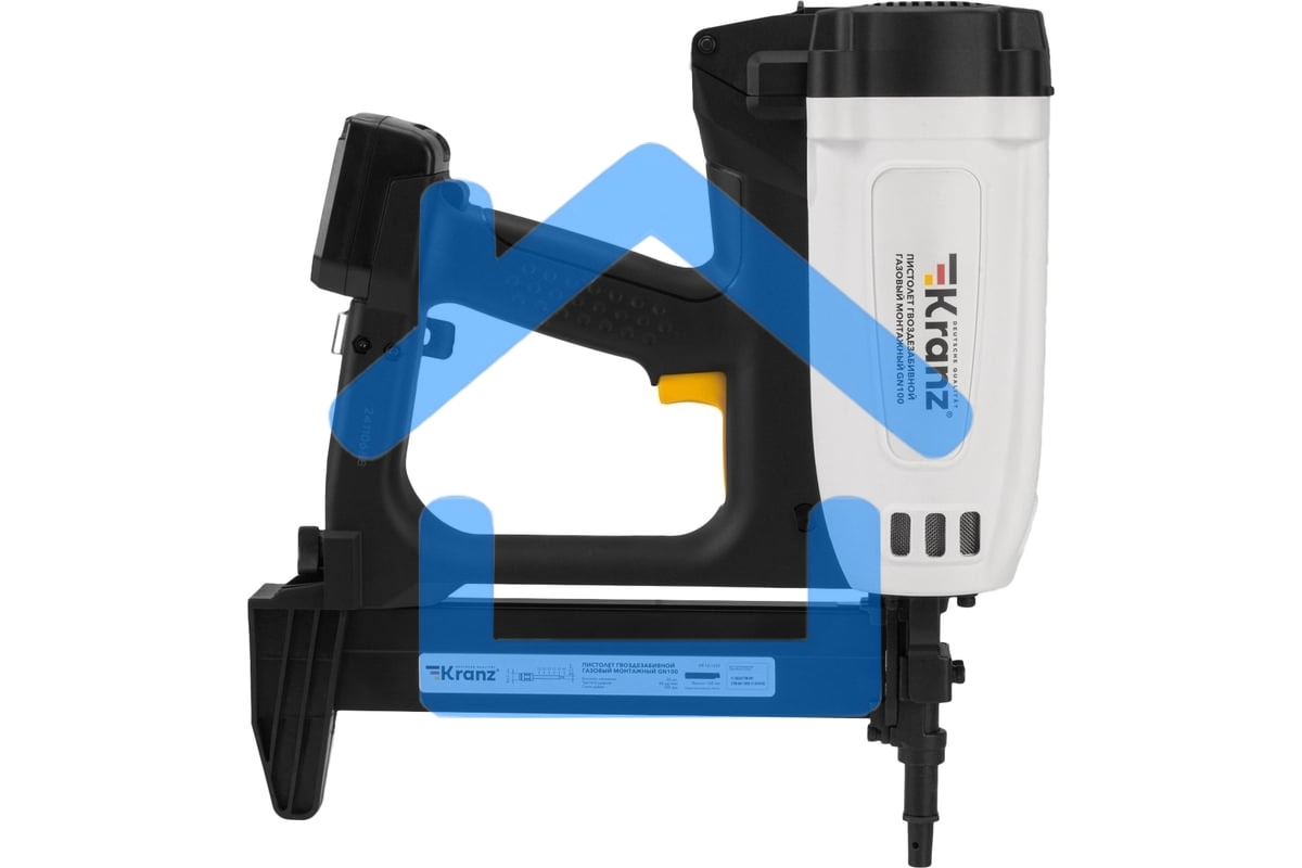 Пистолет гвоздезабивной газовый монтажный KRANZ GN100, 100Дж, длина гвоздей 15-40мм, диаметр 2,7-3мм