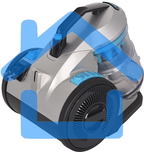 Пылесос Hyundai HYV-C2955 серебристый/синий, 380/2400 Вт, уборка сухая, пылесборник контейнер 3.5 л