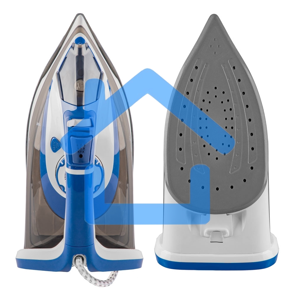 Утюг электрический Endever Delta-231, белый/синий/черный, 3000 Вт, Подача пара до 75 г/мин, Паровой удар до 190 г/мин, 10 шт/уп