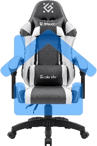 Кресло игровое Defender Fortune серый/белый, класс 4, PU