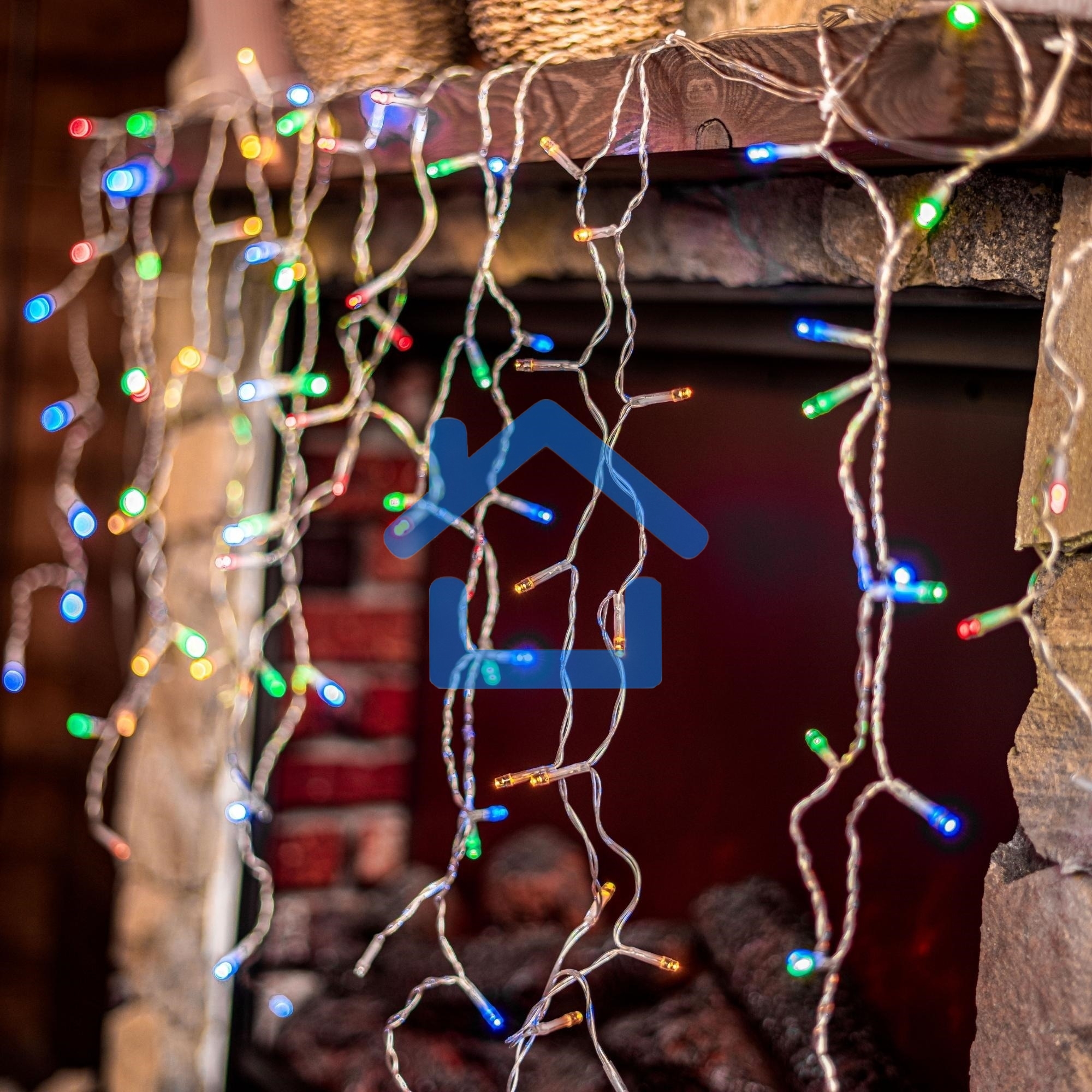 Бахрома светодиодная с эффектом мерцания 2м Соединяемая 100 светодиодов Разноцветный свет Провод прозрачный ULD-B2007-100/TTK MULTI IP44