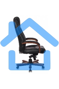 Кресло руководителя Бюрократ T-9923WALNUT/BLACK черный, кожа, крестовина дерево