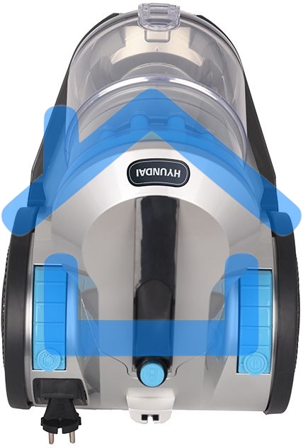 Пылесос Hyundai HYV-C2955 серебристый/синий, 380/2400 Вт, уборка сухая, пылесборник контейнер 3.5 л