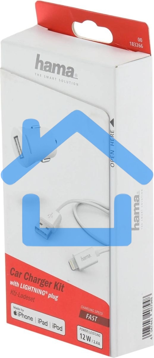 Комплект зарядное устройство Hama H-183266 2.4A для Apple кабель Apple Lightning белый