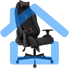 Кресло игровое Knight RAMPART черный, ромбик, эко.кожа, с подголов. крестовина металл