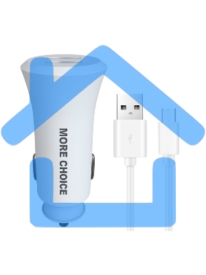 Автомобильная зарядка (от прикуривателя) MORE CHOICE (4627151192123) AC23m 2USB 2.4A для micro USB белый