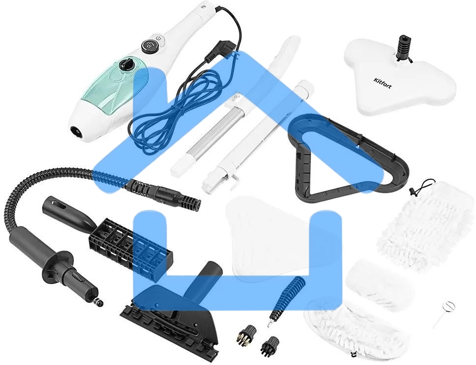 Швабра паровая Kitfort КТ-3920 1300Вт белый/голубой