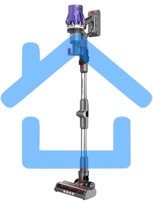 Пылесос вертикальный Redmond VH-1319 серый, питание от аккумулятора, 450 Вт, уборка влажная/сухая, пылесборник 0.6 л (работа от АКБ max 75 мин)