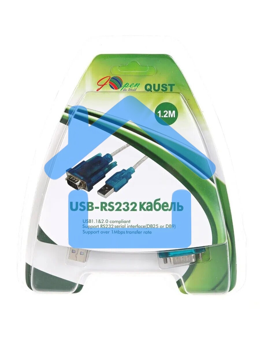 Кабель AM/Com port 9pin 1.2м Aopen/Qust адаптер USB -> RS232, DE9P (добавляет в систему новый COM порт), ACU804