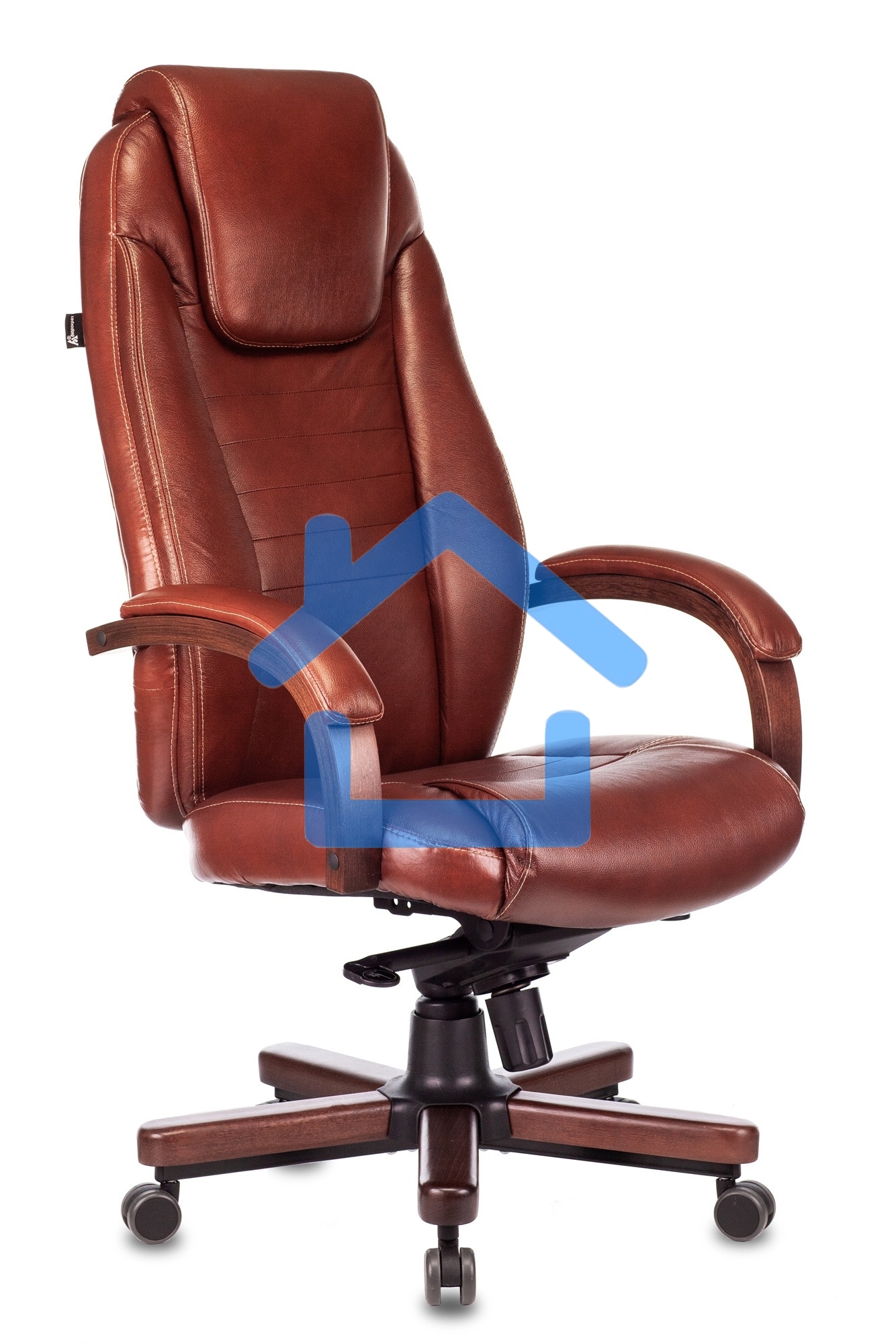 Кресло руководителя Бюрократ T-9923WALNUT светло-коричневый Leather Eichel, кожа, крестовина металл/дерево