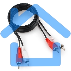Кабель аудио Cablexpert CCA-2R2R-1.8M-N, 2xRCA/2xRCA, 1.8м, черный, пакет
