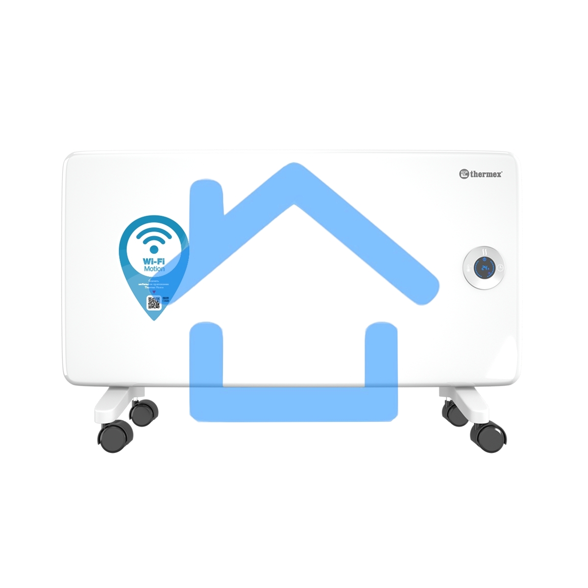 Конвектор Thermex Frame 1500E белый, 1500 Вт, 20 м2, термостат, дисплей, WiFi