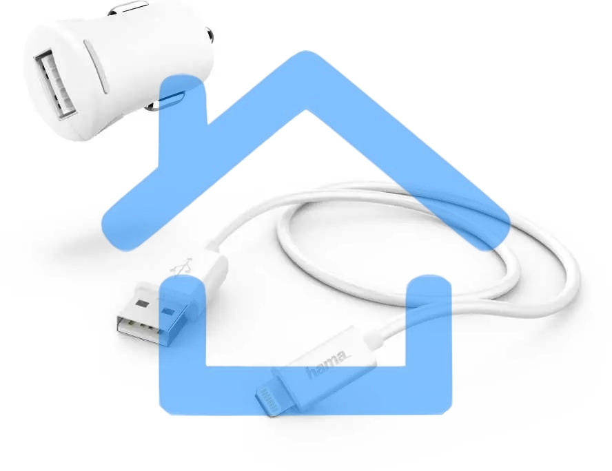 Комплект зарядное устройство Hama H-183266 2.4A для Apple кабель Apple Lightning белый