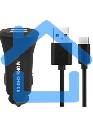 Автомобильная зарядка (от прикуривателя) MORE CHOICE (4627151192147) AC23a АЗУ 2USB 2.4A для Type-C черный