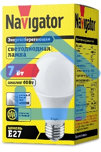 Лампа светодиодная Navigator NLL-A55-7-230-4K-E27 7 Вт грушевидная 4000К белый E27 560 лм 170-260В
