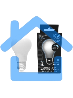 Лампа светодиодная Gauss Filament A60 E27 10Вт 4100К OPAL диммир