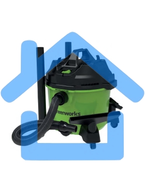 Строительный пылесос GreenWorks G120WDV (4701207) зеленый, 1300 Вт, уборка сухая/влажная, пылесборник контейнер, 34 л