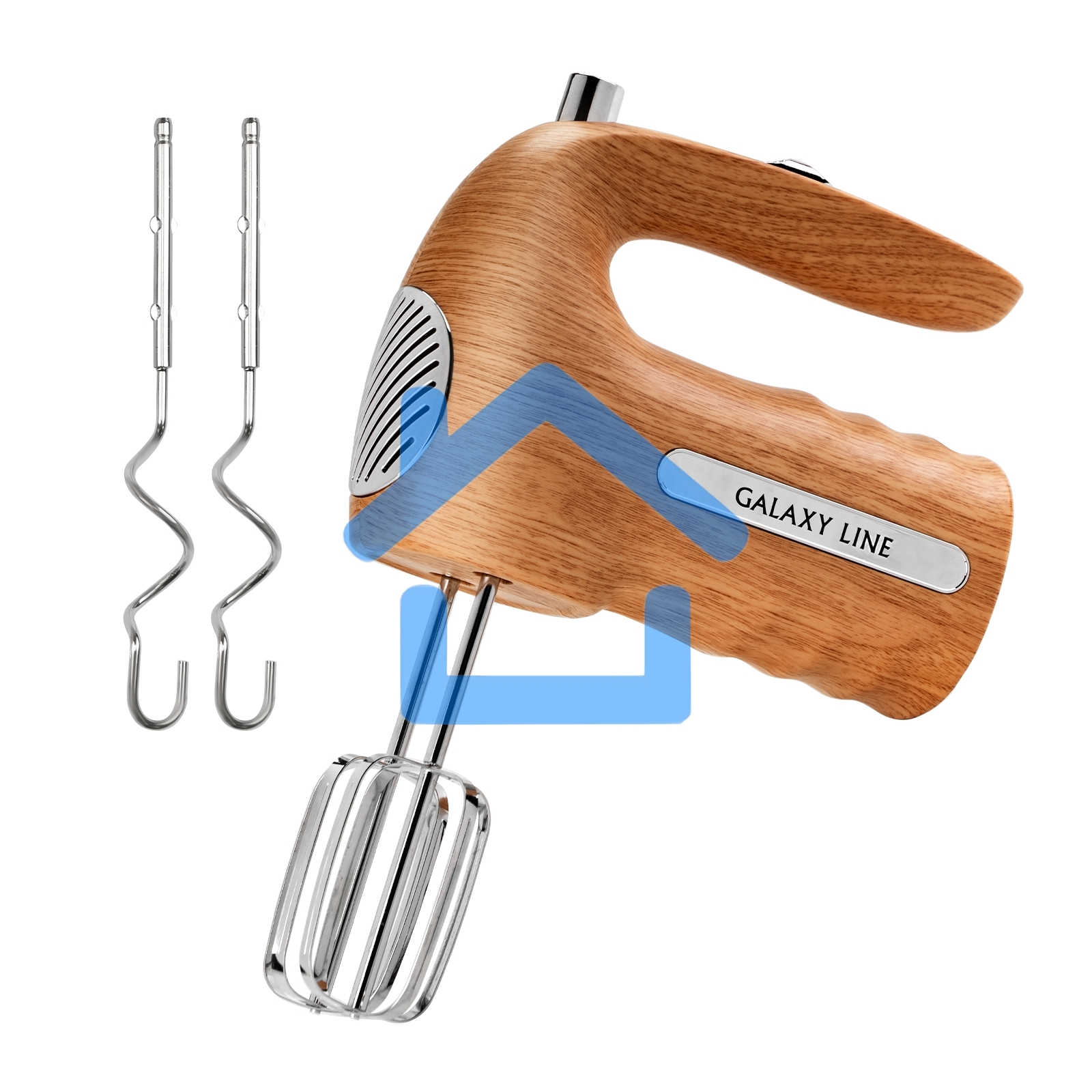 Миксер электрический Galaxy Line GL 2235, бежевый, ручной, 600 Вт, 5 скоростей, 2 насадки-венчика, 2 насадки для замешивания теста, быстрое извлечение насадок, защита от перегрева, книга рецептов