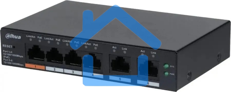 Коммутатор Dahua DH-CS4006-4GT-60 (L2) 4x1Гбит/с 2xКомбо(1000BASE-T/SFP) 60W управляемый