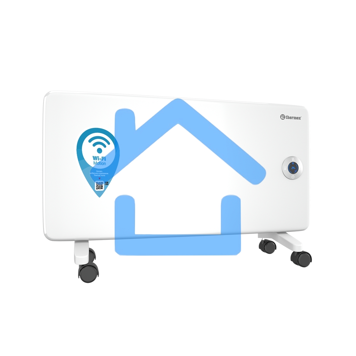 Конвектор Thermex Frame 1500E белый, 1500 Вт, 20 м2, термостат, дисплей, WiFi