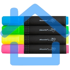 Набор текстовыделителей Silwerhof Prime+, скошенный пишущий наконечник, 1-4мм, 4 цвета, ассорти/голубой пакет с европодвесом (4шт.)