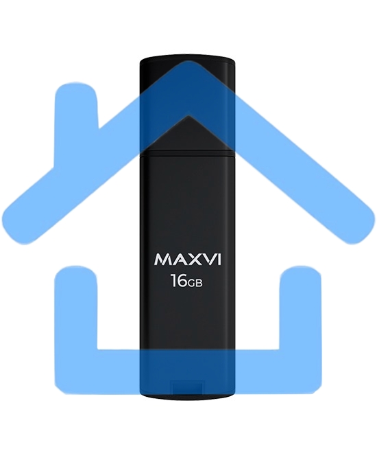 Флешка USB R/W Maxvi MP2 16Gb USB 2.0 black, монолит с колпачком, ABS пластик + металл