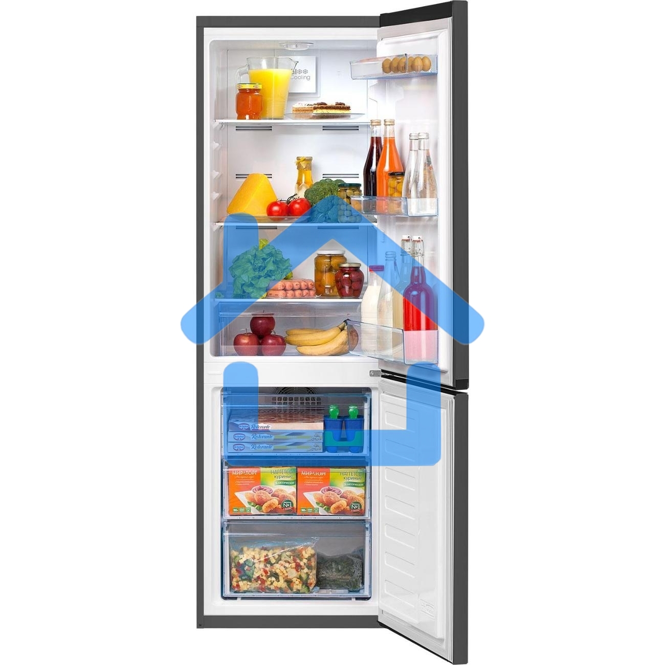 Холодильник Beko B1RCNK272G серый, двухкамерный 163/76л морозилка снизу