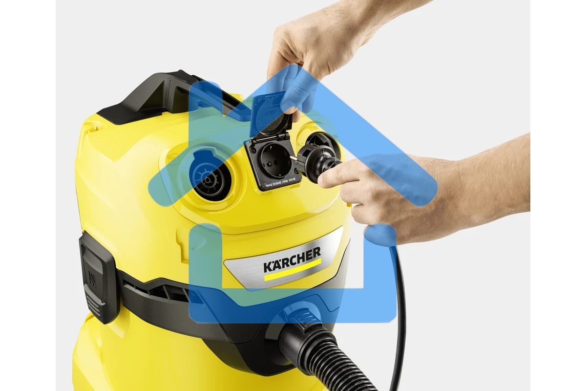 Строительный пылесос Karcher WD 4 P V-20/5/22 желтый, 1000 Вт, уборка сухая/сбор воды/выдув, пылесборник мешок/контейнер, 20 л