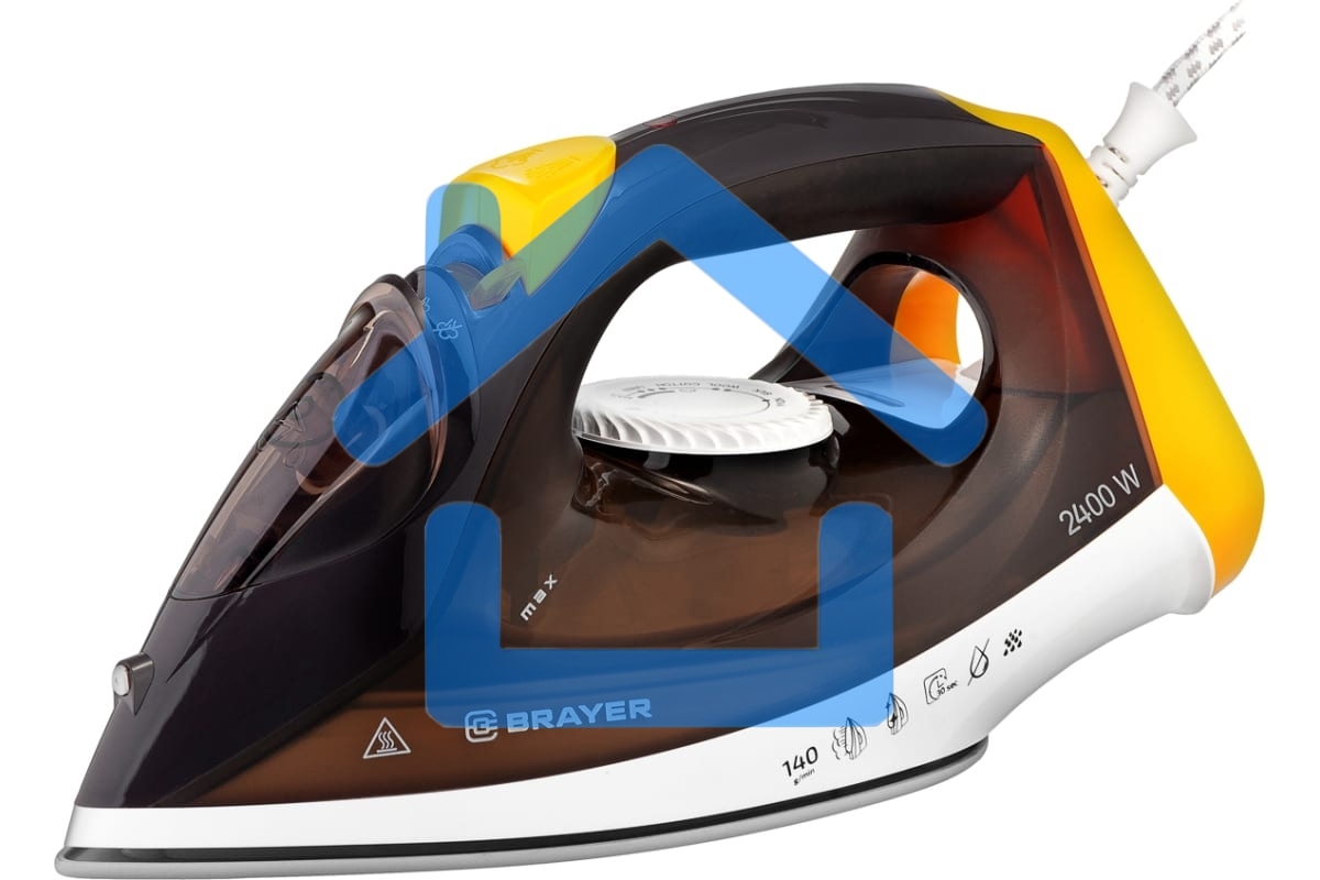 Утюг BRAYER, 2400 Вт, керамическое покрытие, пар 140 г/мин, антикапля, разбрызгивание, 330 мл, самоотчистка