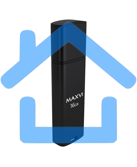 Флешка USB R/W Maxvi MP2 16Gb USB 2.0 black, монолит с колпачком, ABS пластик + металл